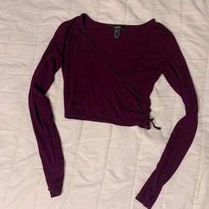 Maroon long sleeve cropped T-shirt